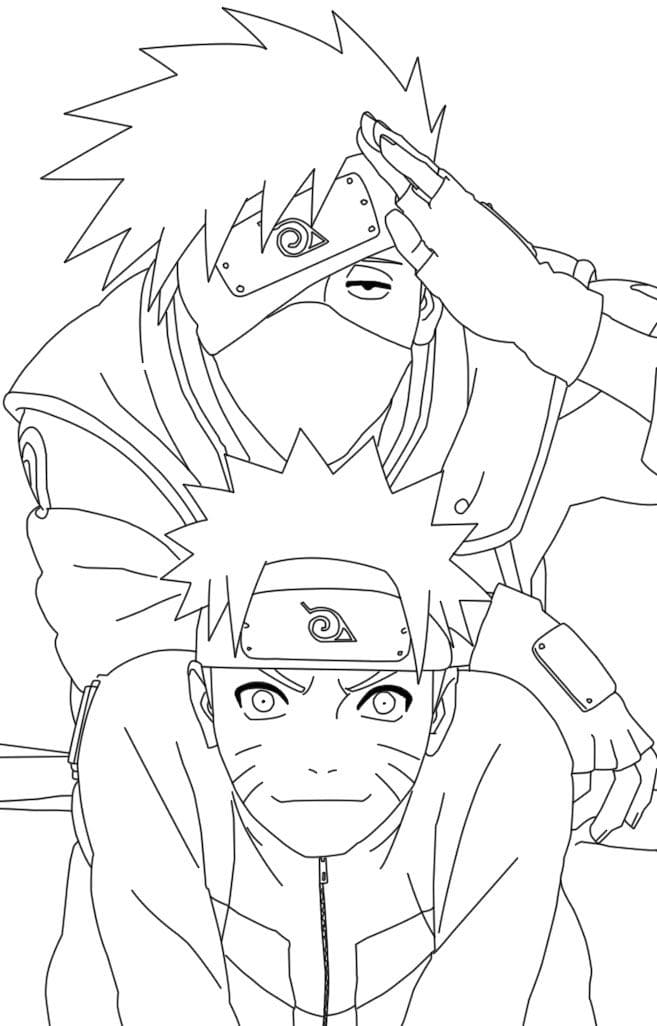 Desenho de Kakashi e Naruto para colorir - Tudodesenhos