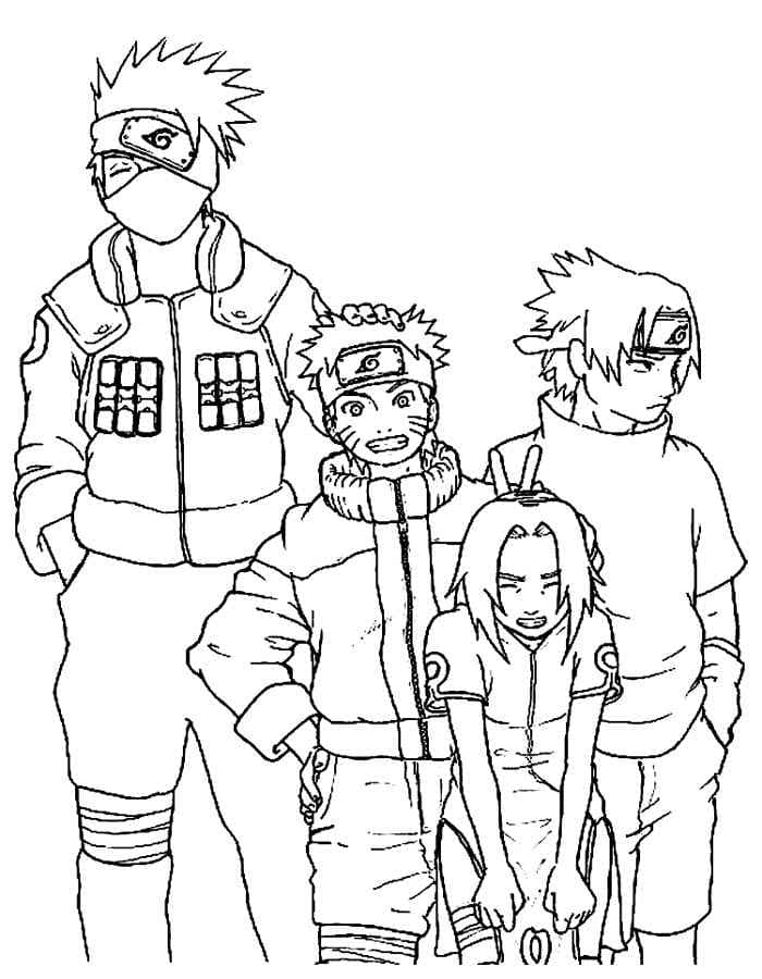 desenho do naruto sasuke sakura e kakashi