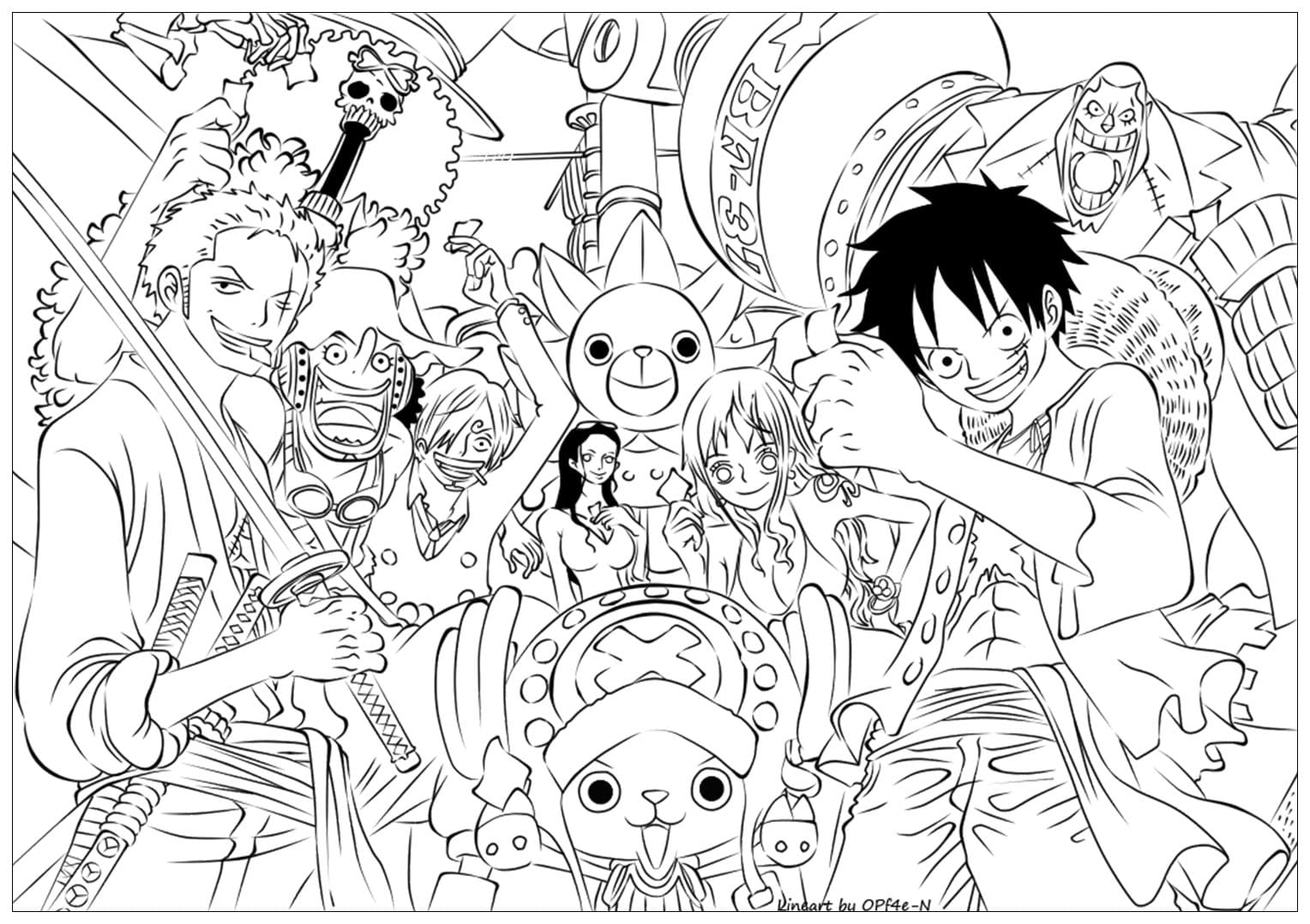 Луффи и другие персонажи из аниме One Piece.