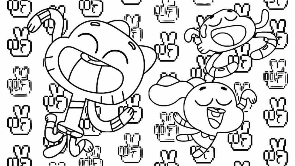 Desenho de Gumball jogando game para colorir - Tudodesenhos