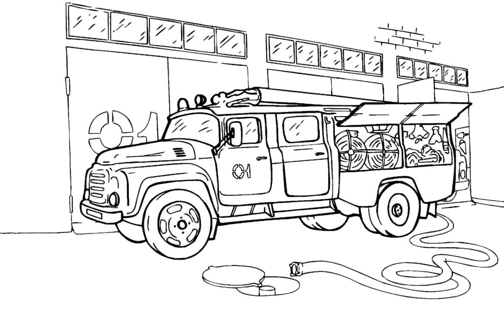 Раскраски Пожарная машина. Распечатать для детей