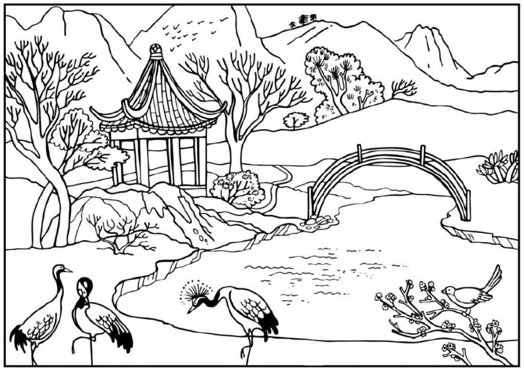 Summery Scenery Coloring Page | Easy Drawing Guides