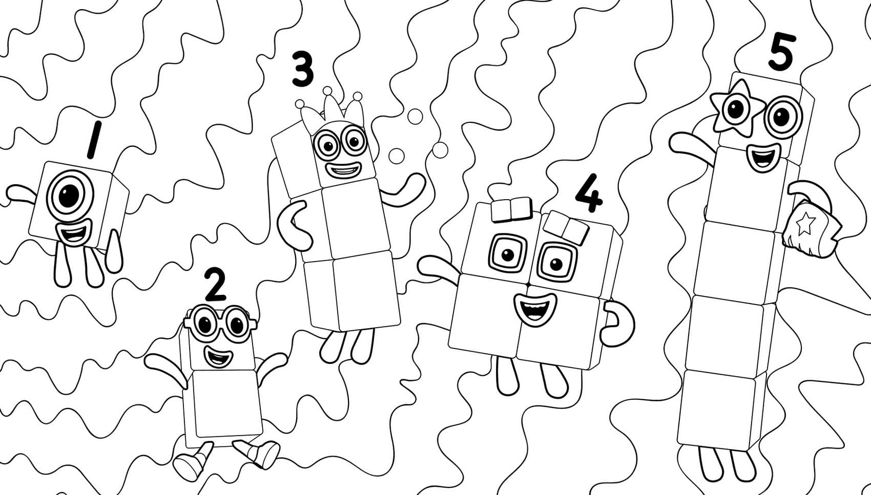 413 Unicorn Numberblocks 5 Coloring Pages for Kindergarten
