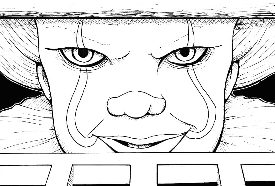 Horror it clown pennywise - Dia das Bruxas - Coloring Pages for Adults