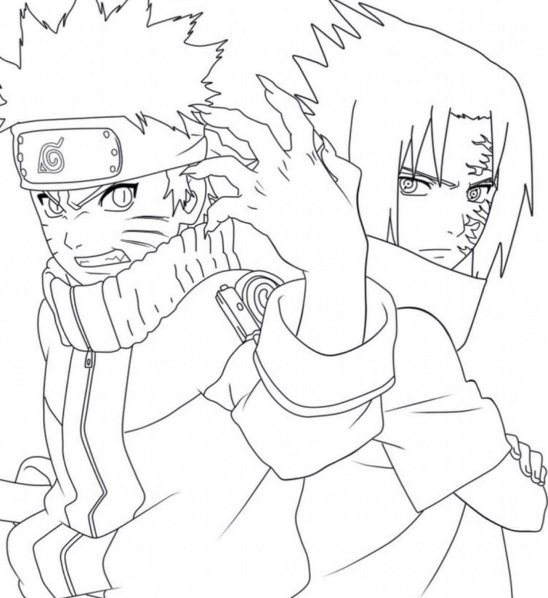 Desenhos para colorir do Naruto e Sasuke