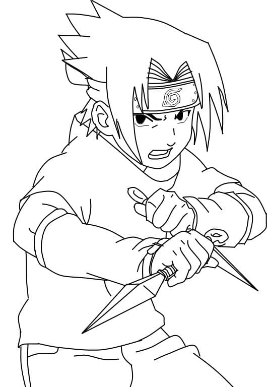 O rostinho sorridente de Sasuke para colorir