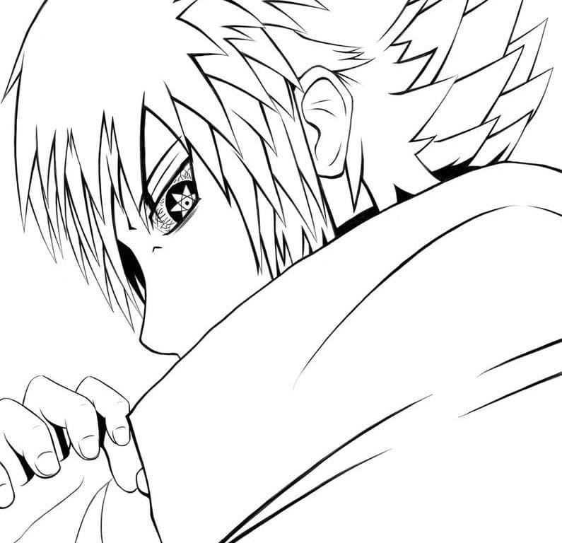 Sasuke Uchiha de Narutoa4 para colorir