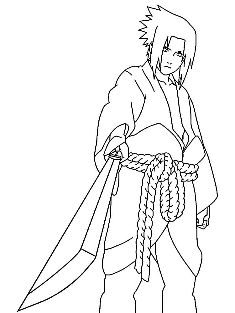 Desenho de Sasuke de costas para colorir - Tudodesenhos