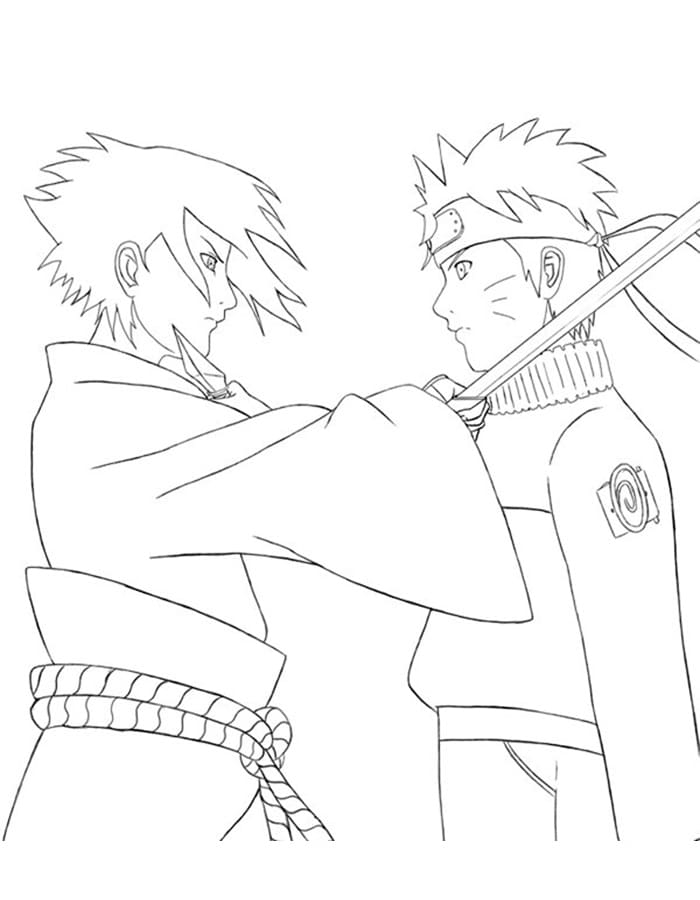 Sasuke e Naruto amigos para colorir - Imprimir Desenhos