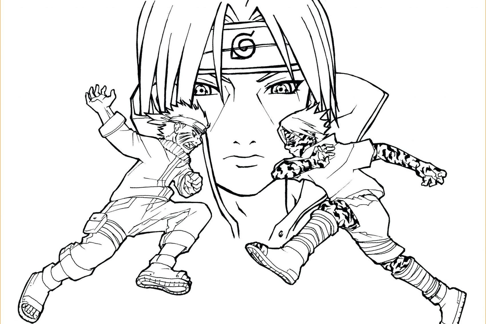 Sasuke Uchiha de Narutoa4 para colorir