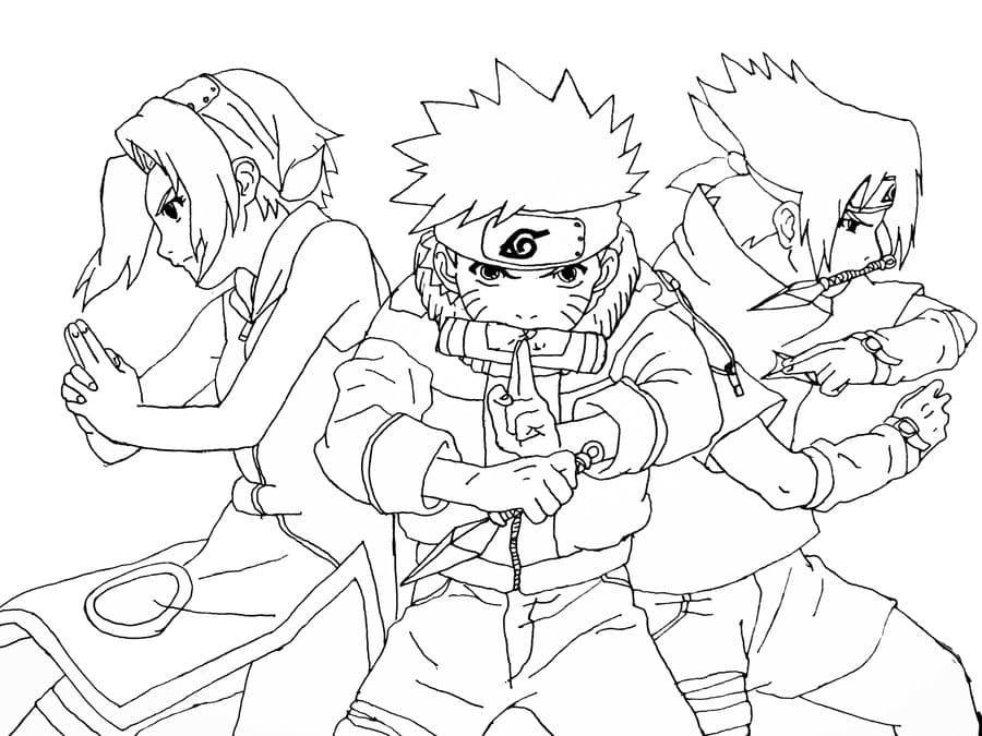 Dibujos De Naruto Sasuke Sakura Y Kakashi Para Colorear Kulturaupice