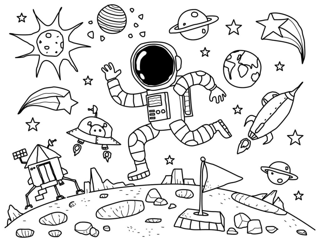 Space Coloring pages. 100 Printable Colorings pages