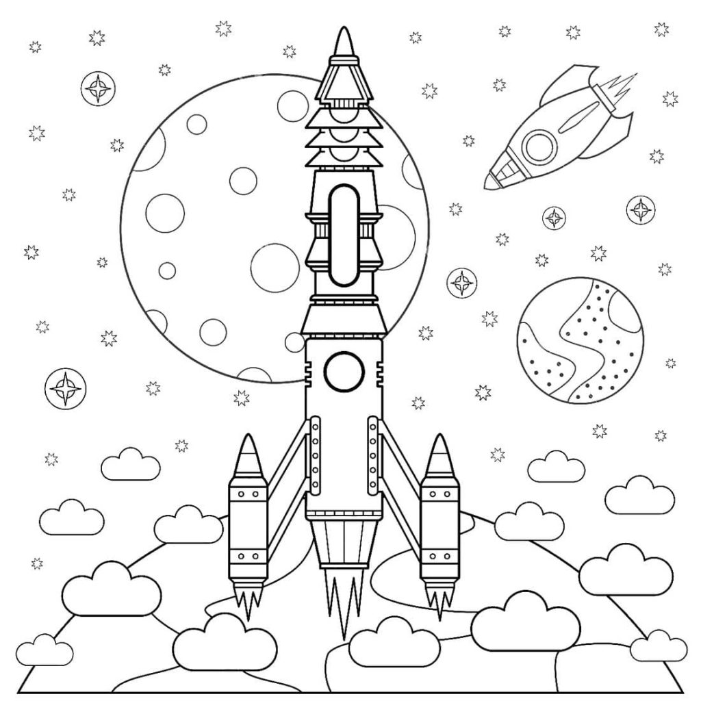 Space Coloring pages. 100 Printable Colorings pages