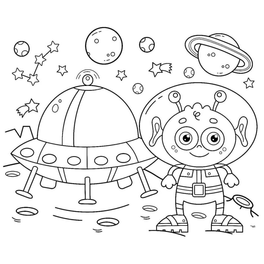 Space Coloring pages. 100 Printable Colorings pages