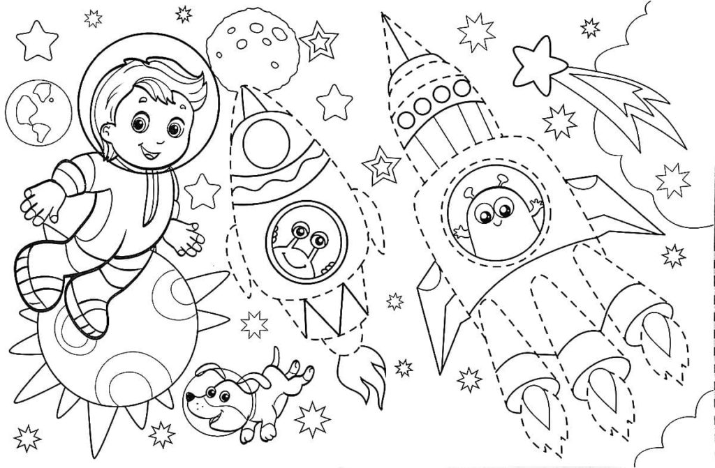 Space Coloring pages. 100 Printable Colorings pages