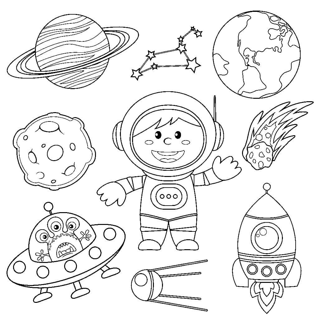 Space Coloring pages. 100 Printable Colorings pages