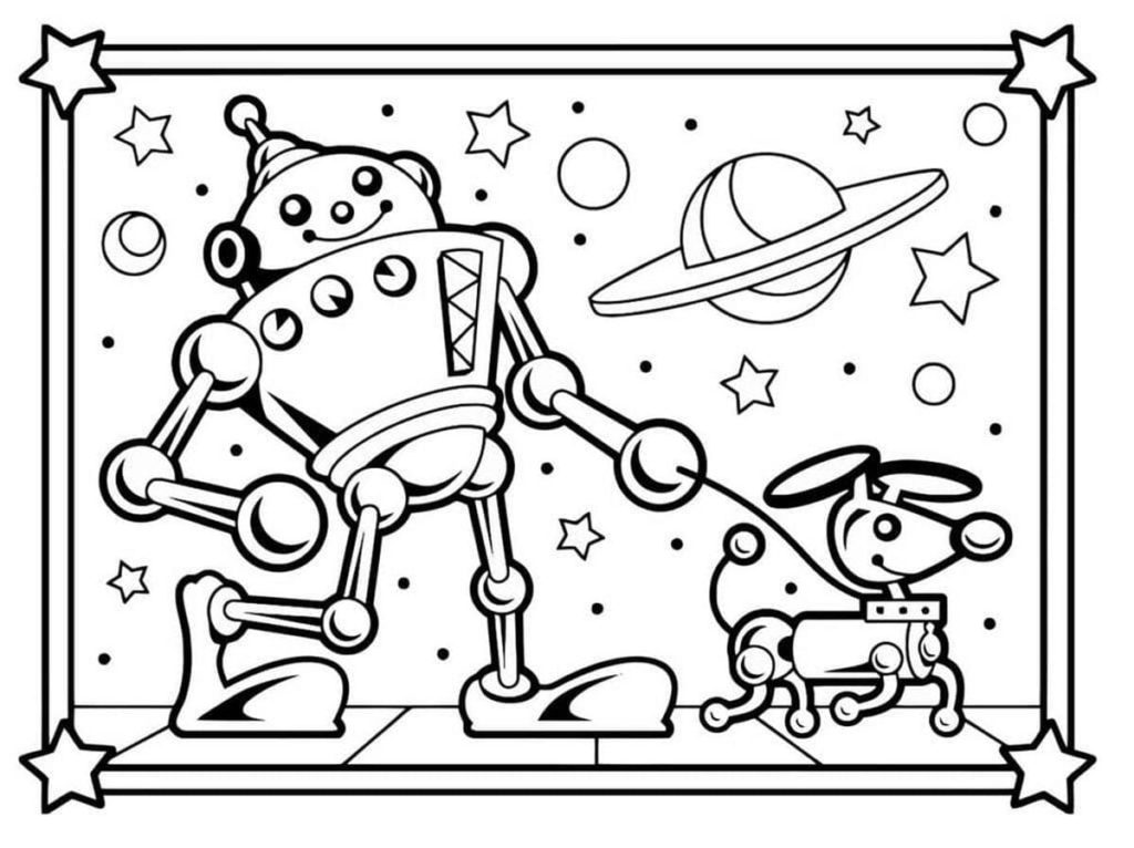 Robot Livre de Coloriage : ivre de coloriage pour les enfants de 4 à 8 ans,  une grande variété de robots, espace, Astronautes (Cadeau d'Anniversaire  pour enfant  gros carnet de coloriage) (