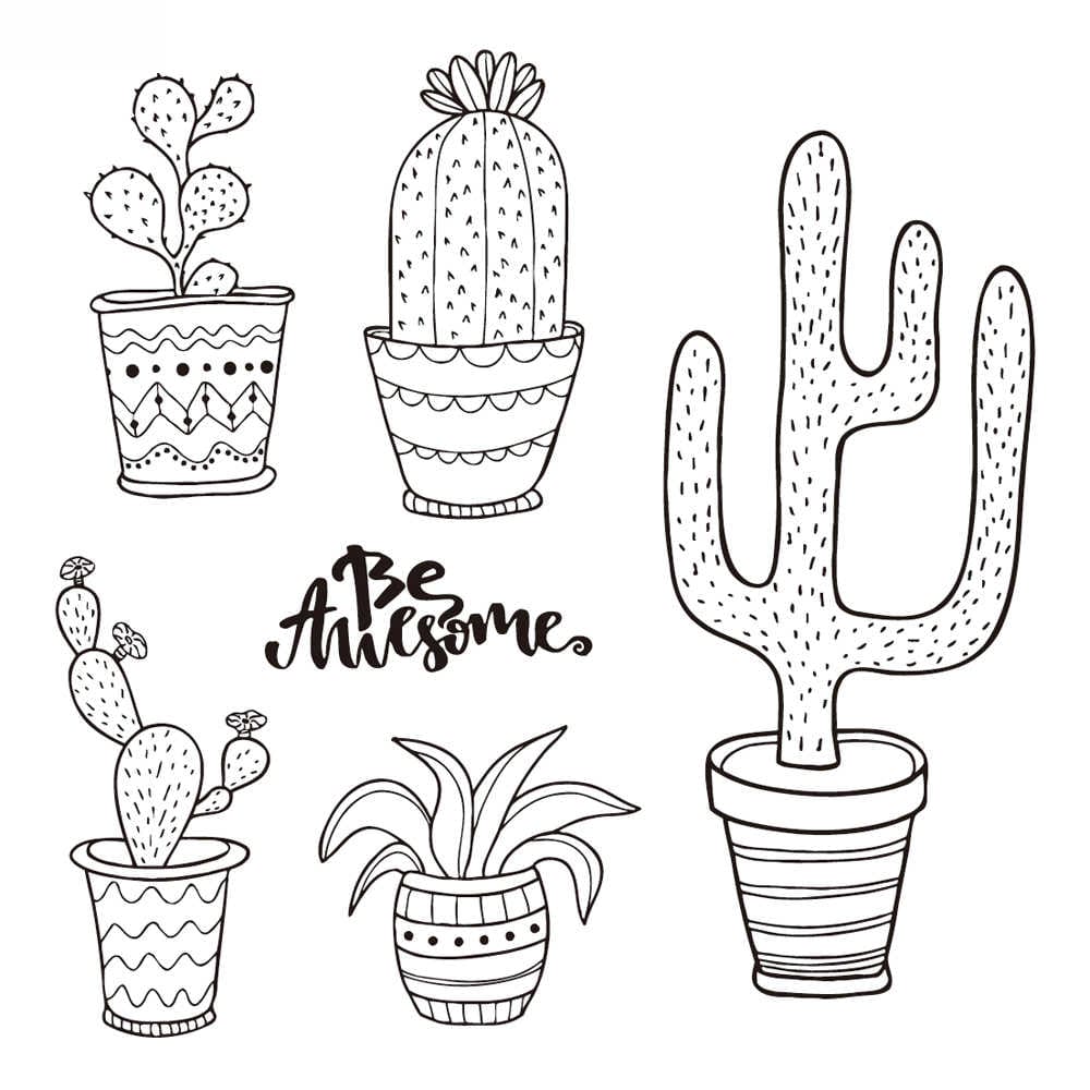 desenhos de cactos para colorir 97 em 2023  Cactos desenho, Desenho de  vasos de flores, Sol para colorir