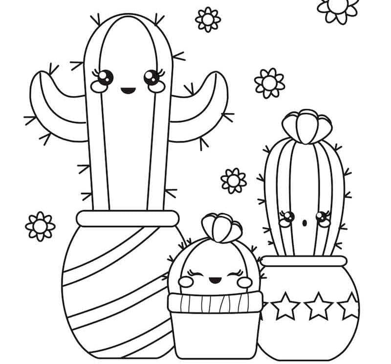 Cactos Fofos: Desenhos Para Colorir e Imprimir (Grátis)