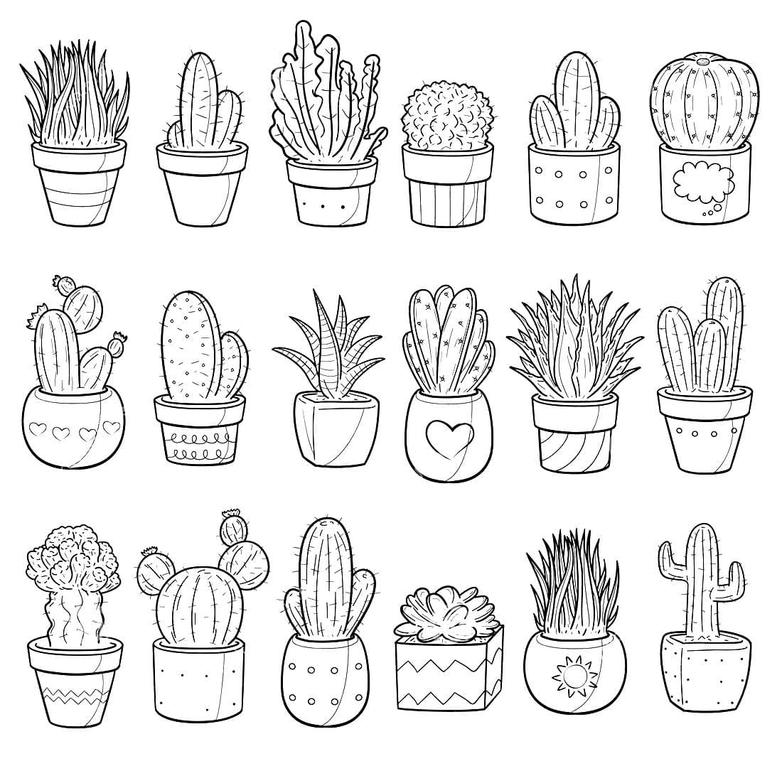 Cactus Coloring pages - 100 Coloring Pages to print for free 