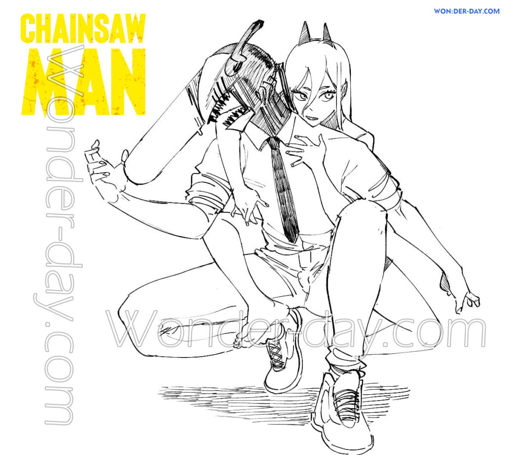 Desenhos de Chainsaw Man para colorir
