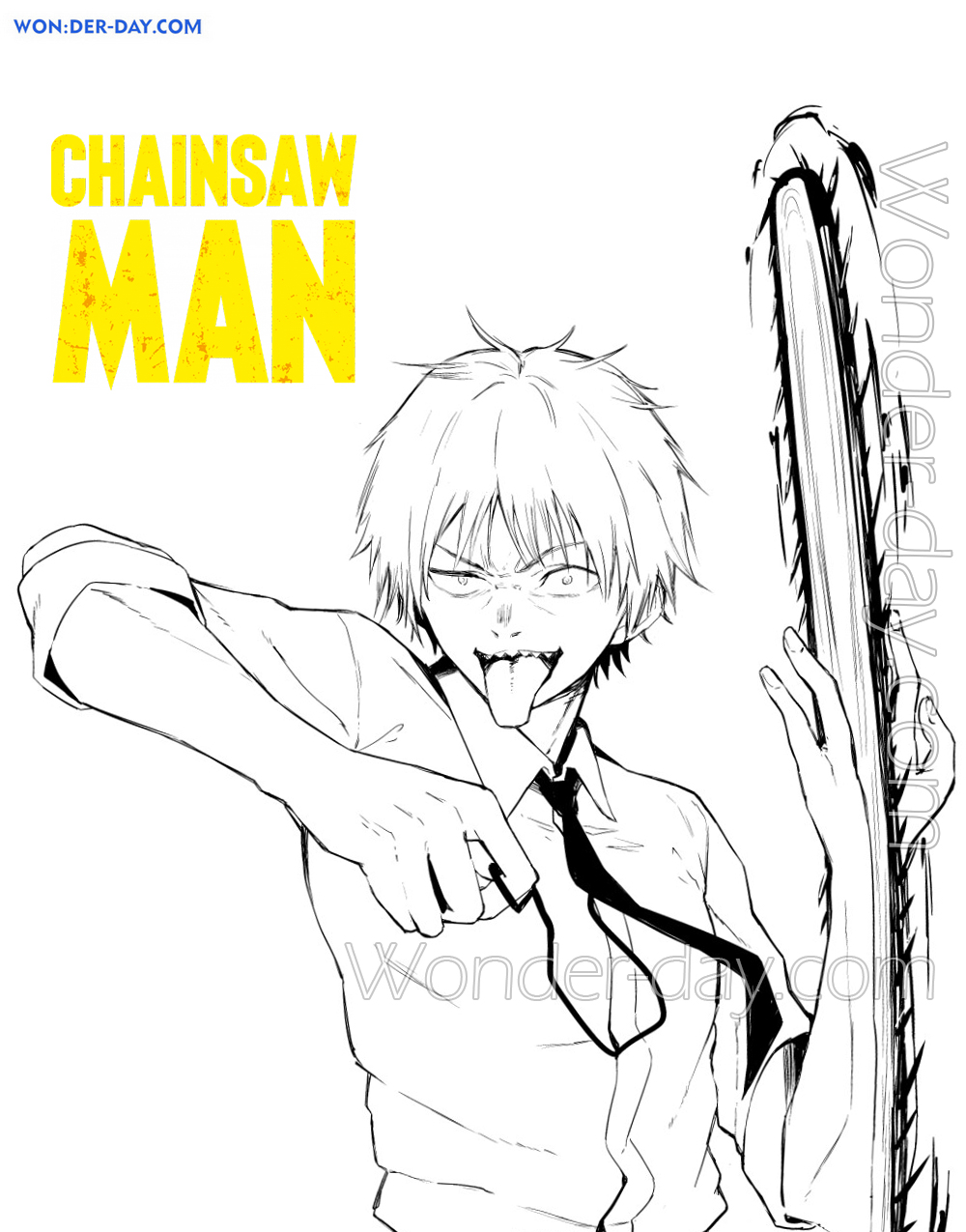 Página para colorir Chainsaw Man vs Katana Man - Desenhos para