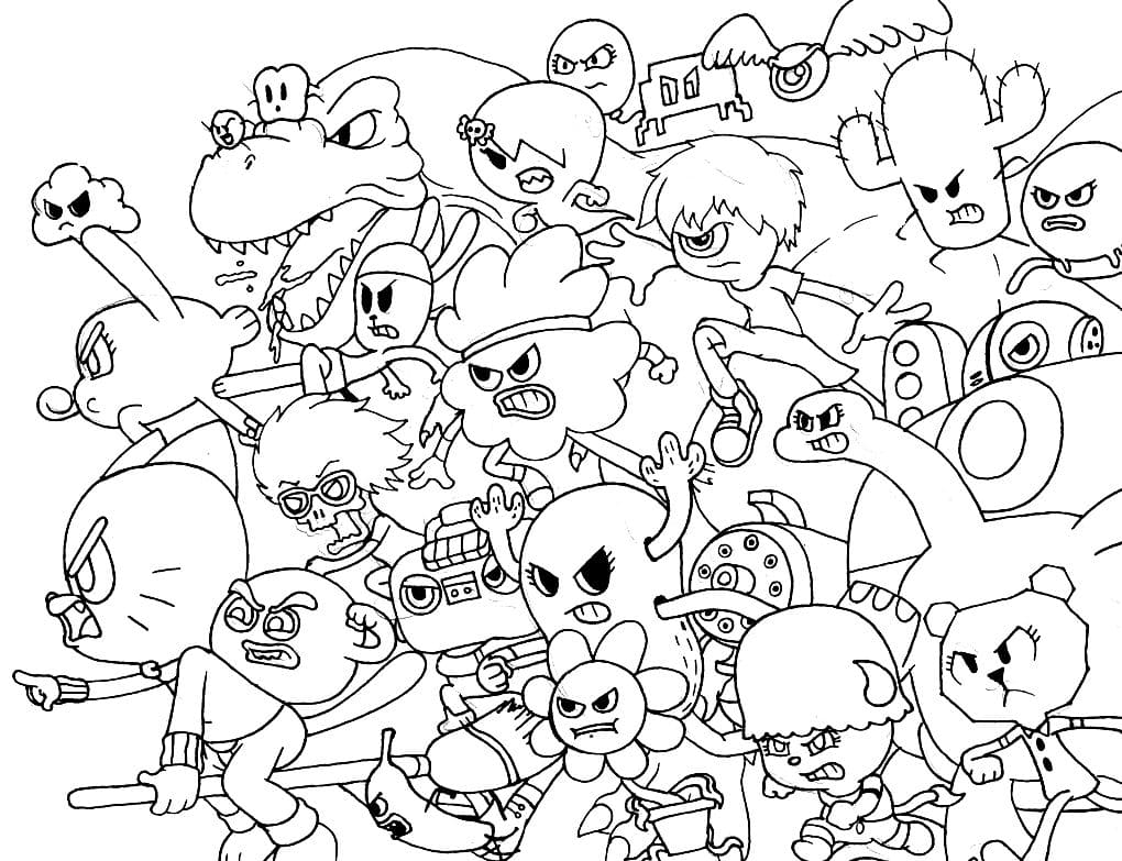 Desenhos para colorir Pintar Gumball e Darvin Colorindo Pinturas