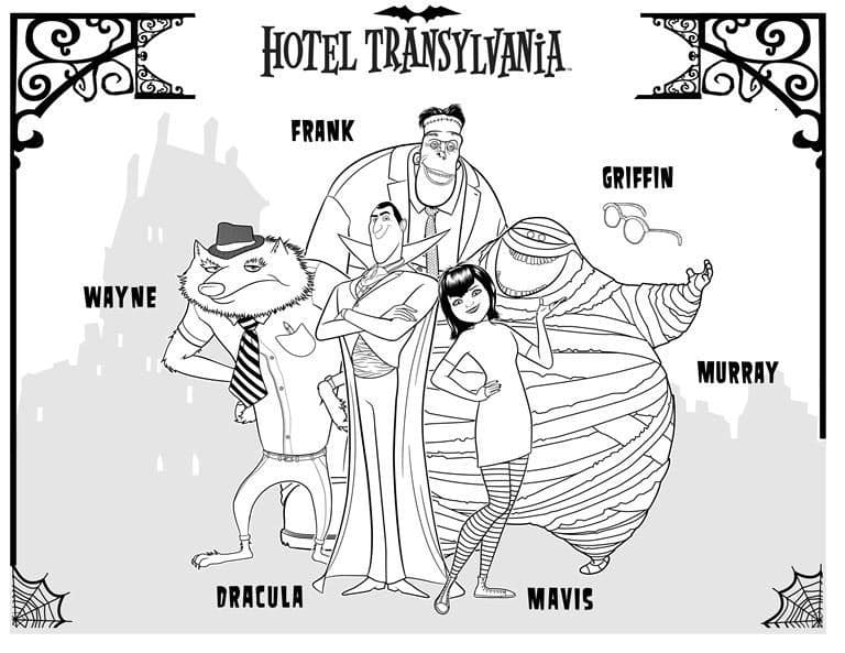 Desenhos do Hotel Transilvânia para colorir