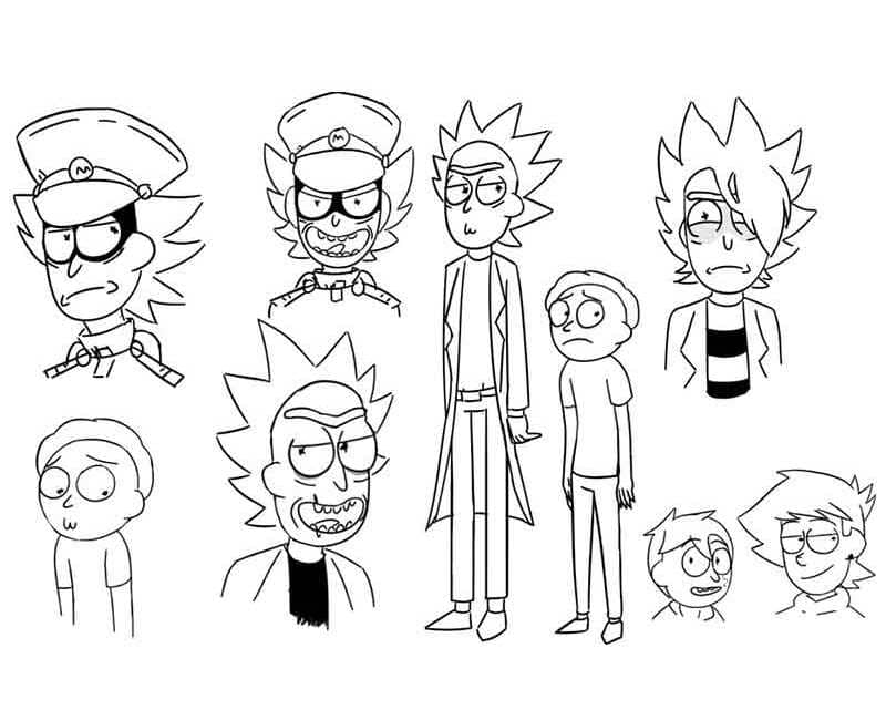 Desenhos de Rick e Morty para colorir