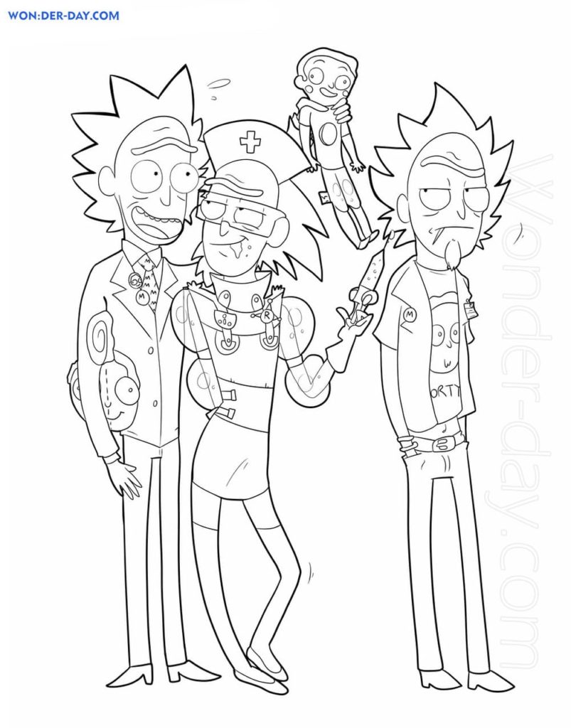Disegni di Rick e Morty da colorare