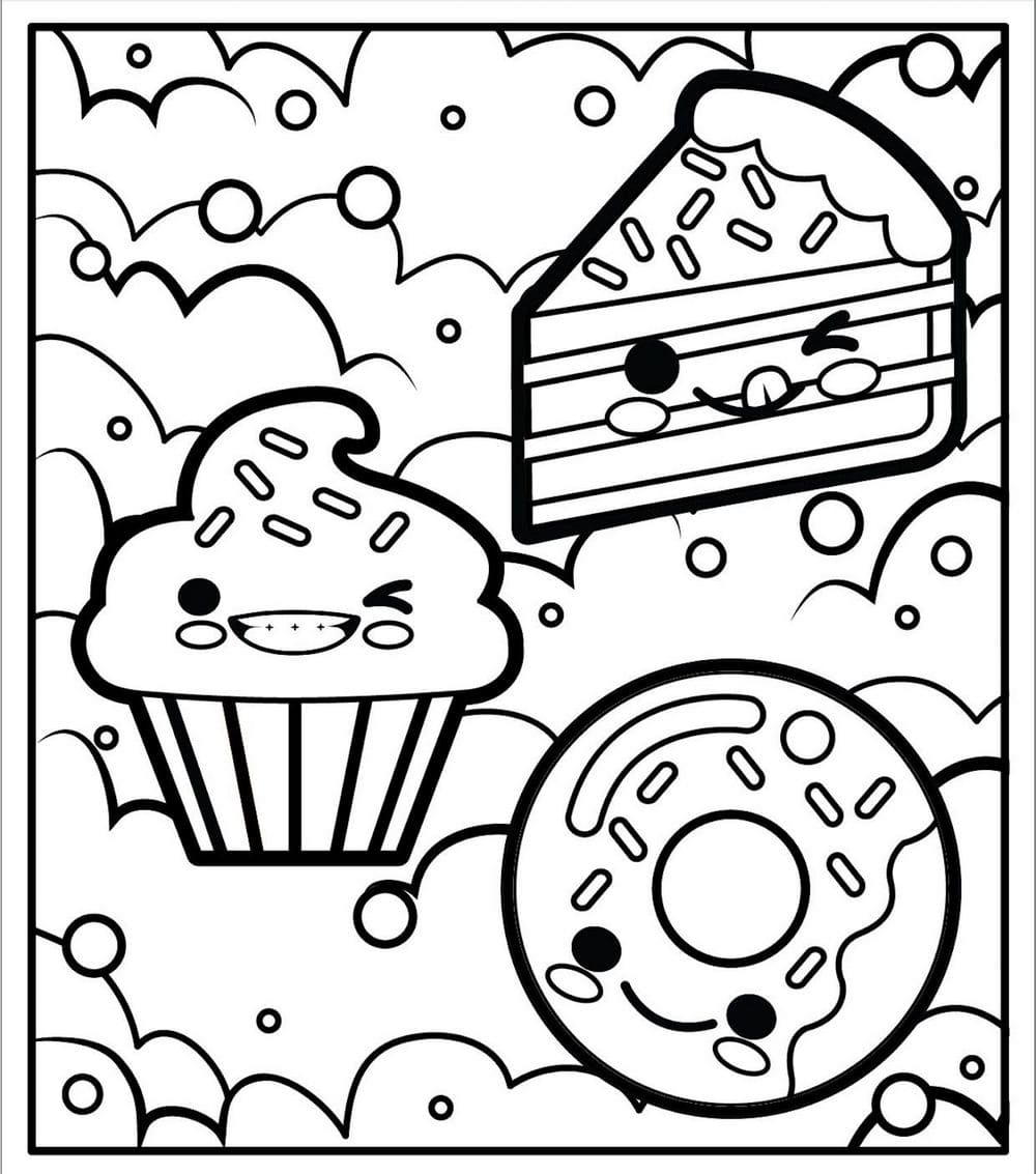 Desenho de doces kawaii para colorir  Desenhos para colorir e imprimir  gratis