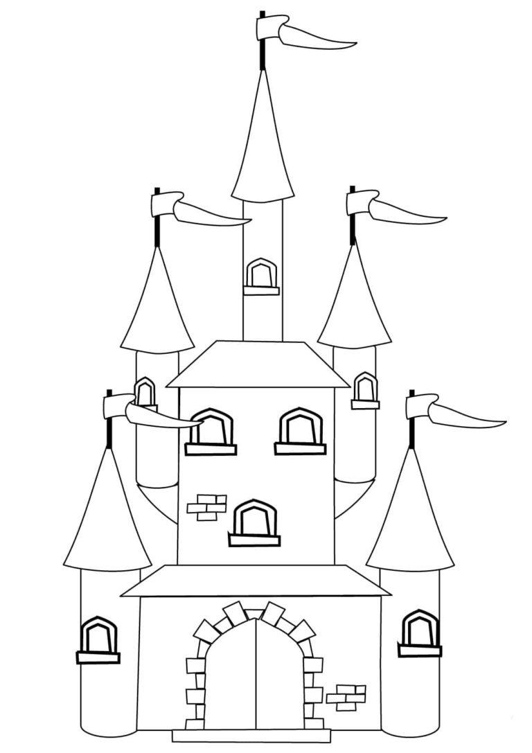 Замок черно белая картинка для детей