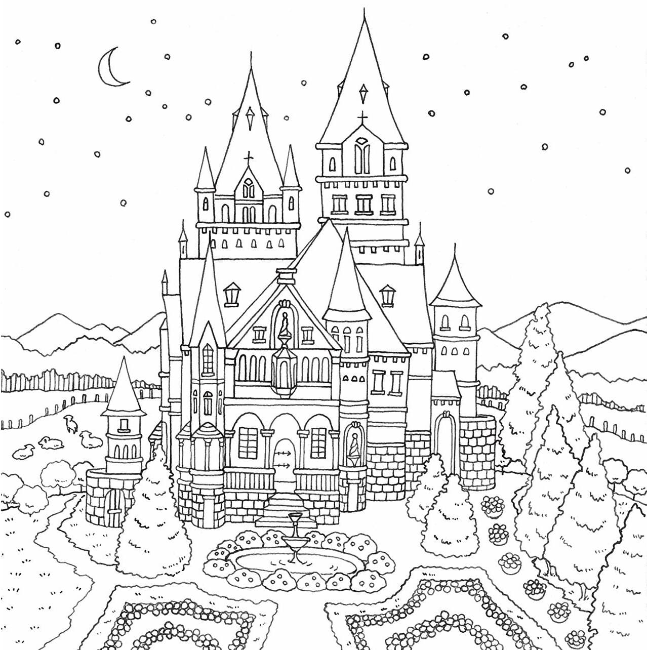 Замок снежной королевы разукрашка
