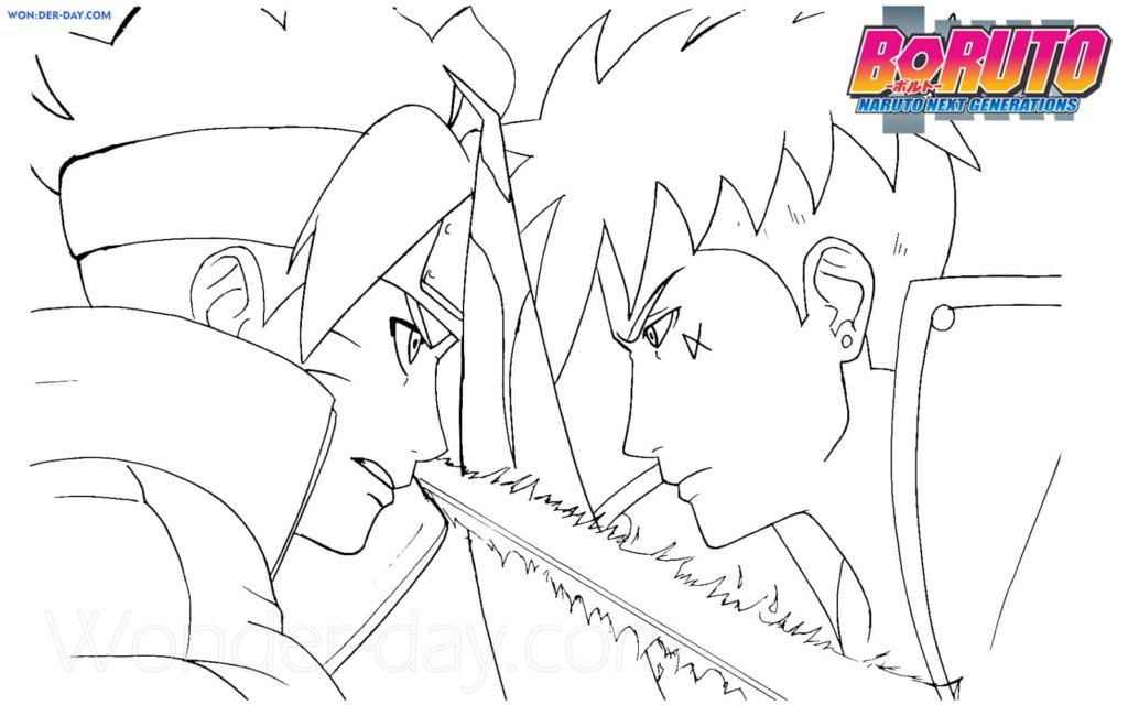 boruto with otsutsuki mode Coloring Page - Anime Coloring Pages