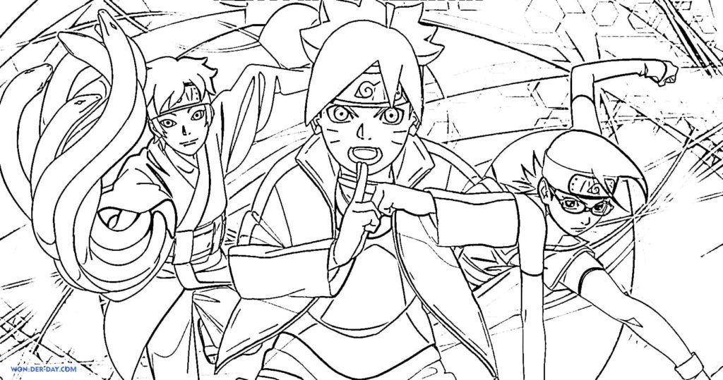 boruto with otsutsuki mode Coloring Page - Anime Coloring Pages