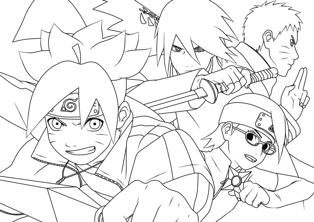 Naruto e Boruto para colorir - Imprimir Desenhos