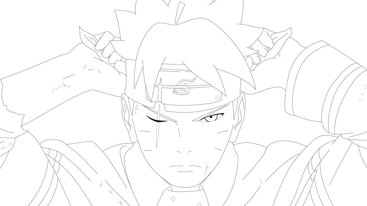 boruto is smiling Coloring Page - Anime Coloring Pages