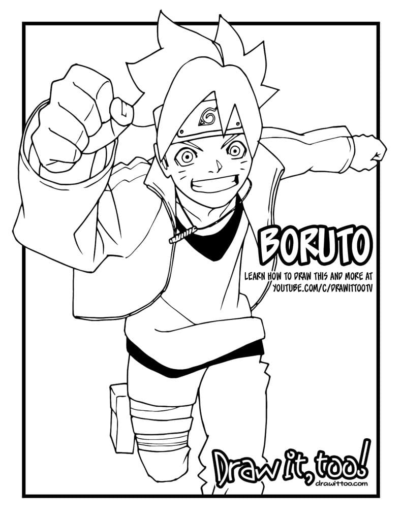 Pequeno Boruto e Naruto para colorir