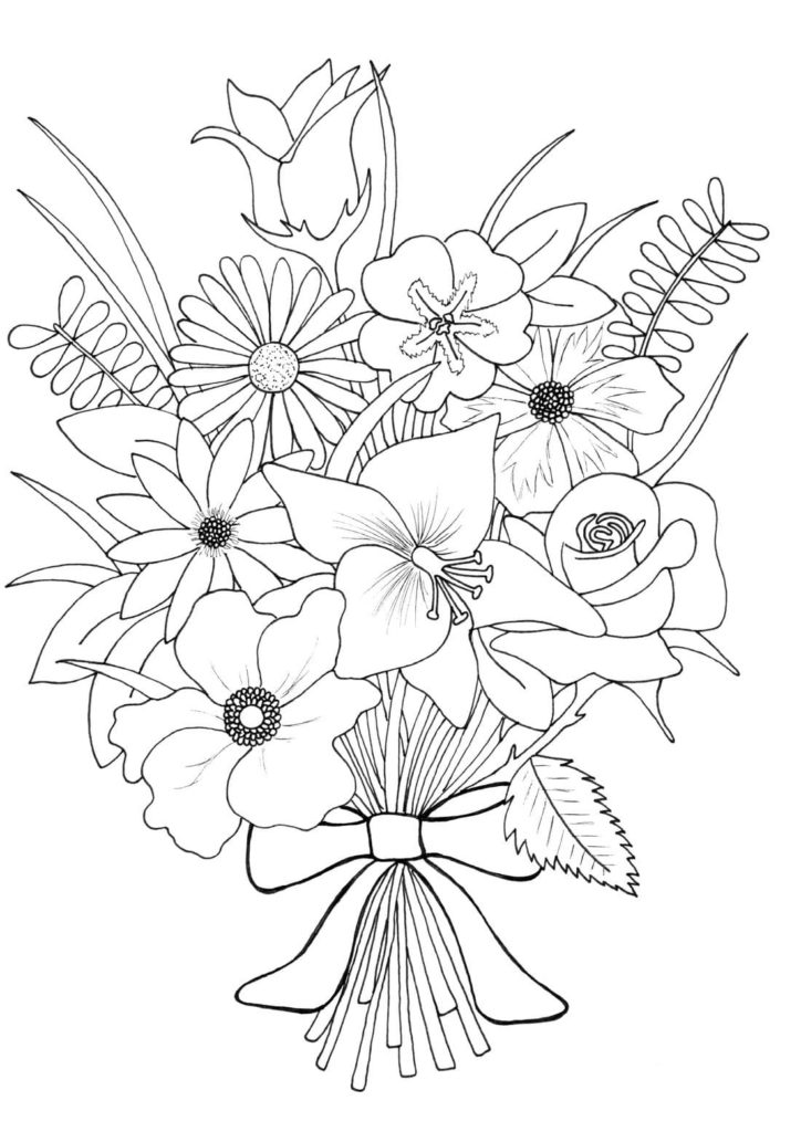 Dibujos de Ramo de Flores para colorear 