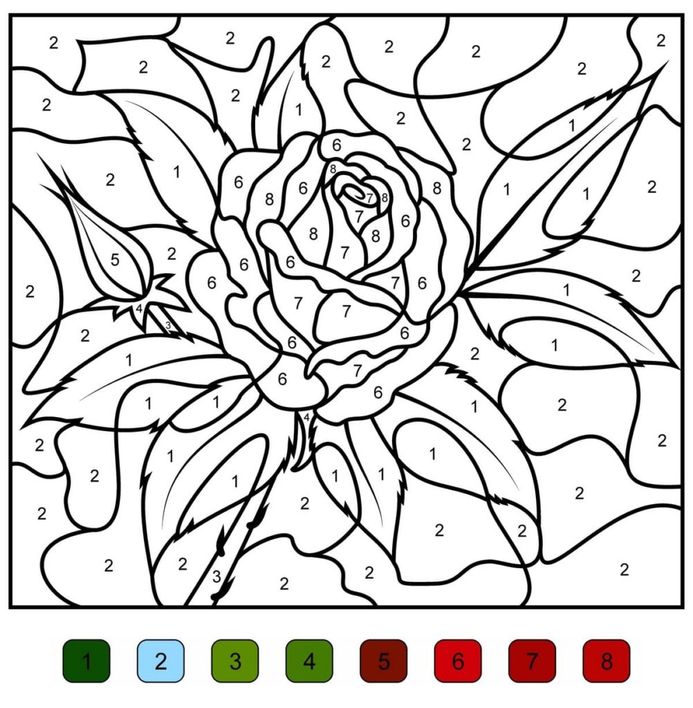 Color by Number Coloring Pages 100 Printable Coloring Pages