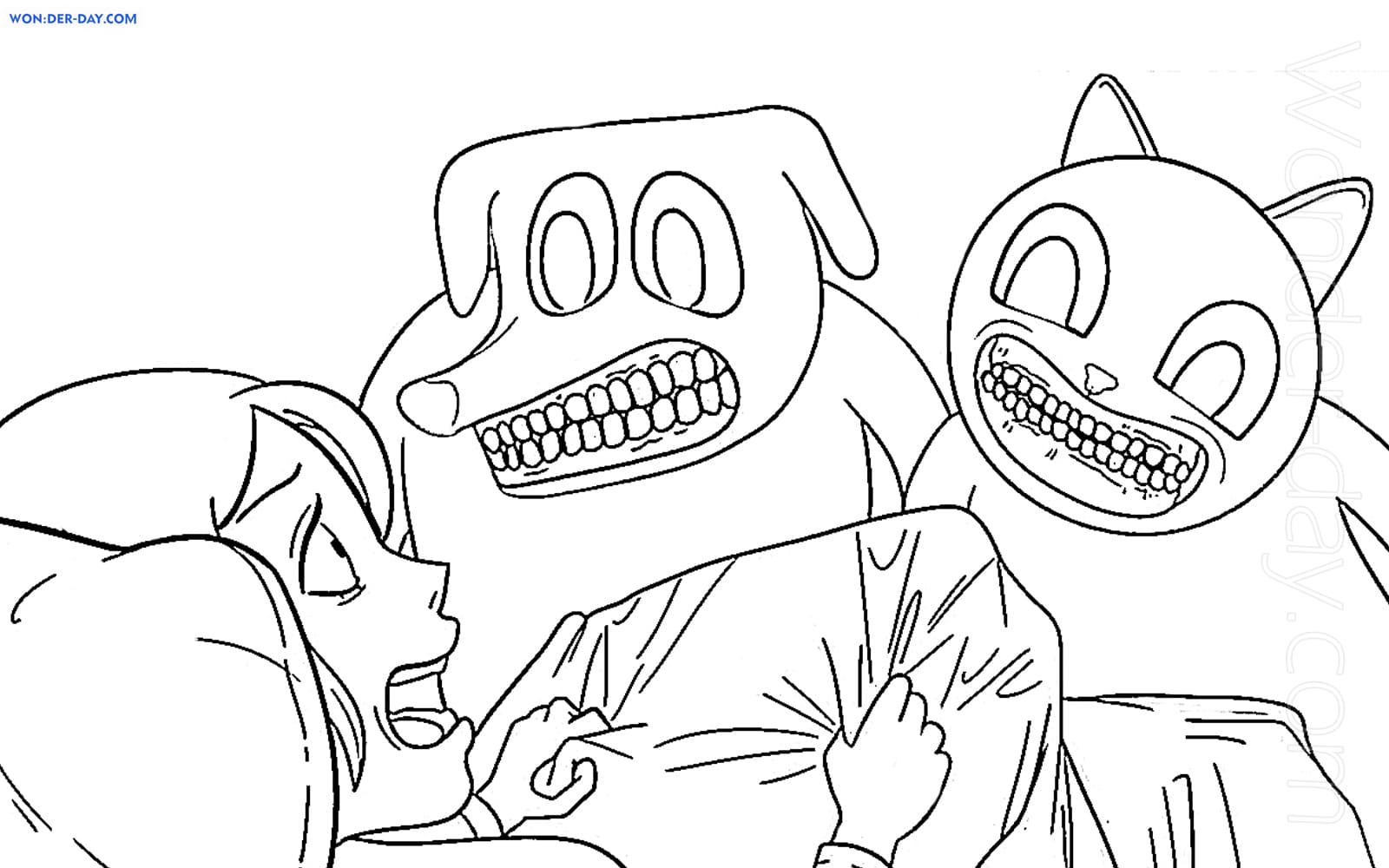 Coloring Page Of Cat And Dog : Halloween Coloring Pages Cats Dogs And