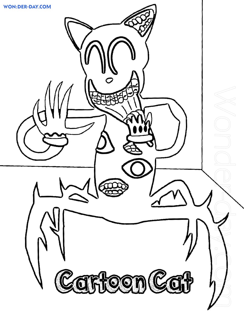 Para Colorir Cartoon Cat , Siren Head e Piggy Imprimir Grátis