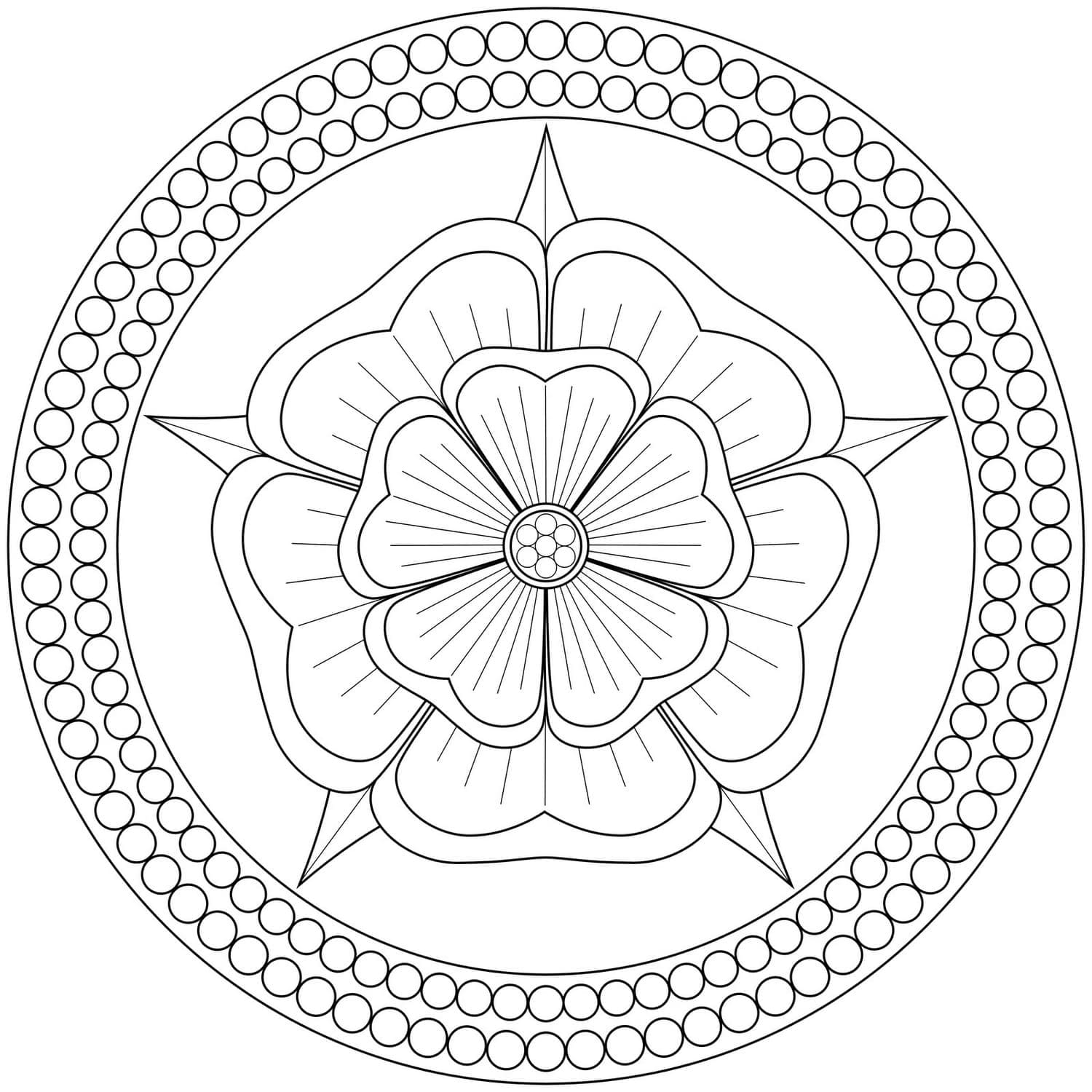 Mandala simple avec des pétales - Mandalas - Coloriages difficiles