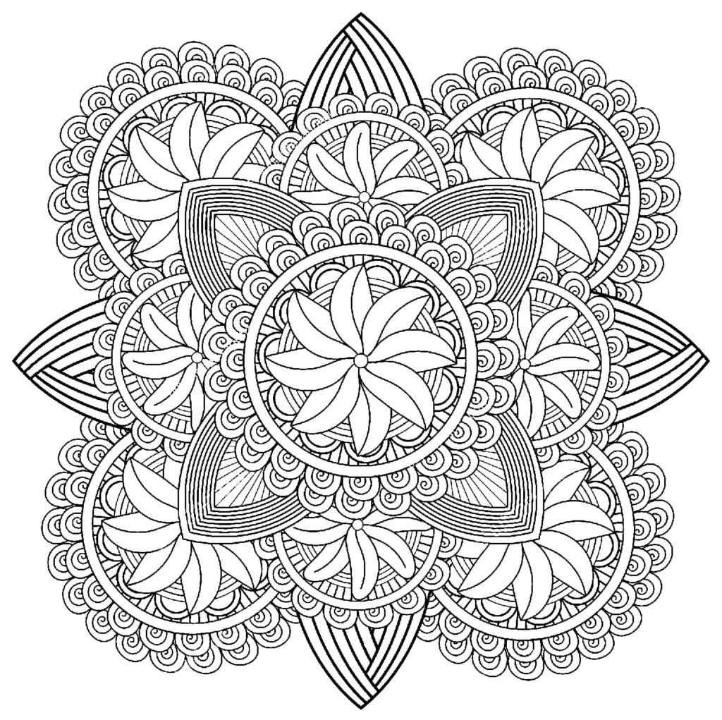 Complex mandala with flowers. 