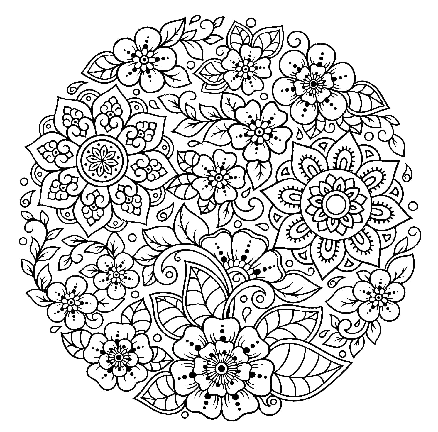 Flowers Mandala Coloring Pages Coloring Pages for Adults