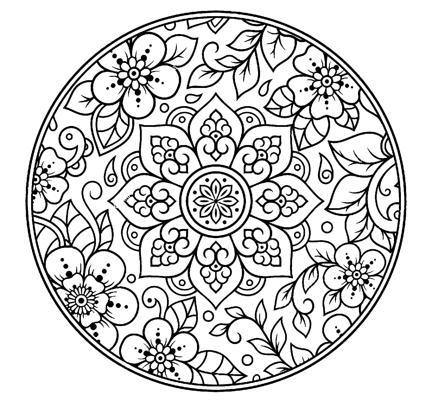 Flowers Mandala Coloring Pages - Coloring Pages for Adults
