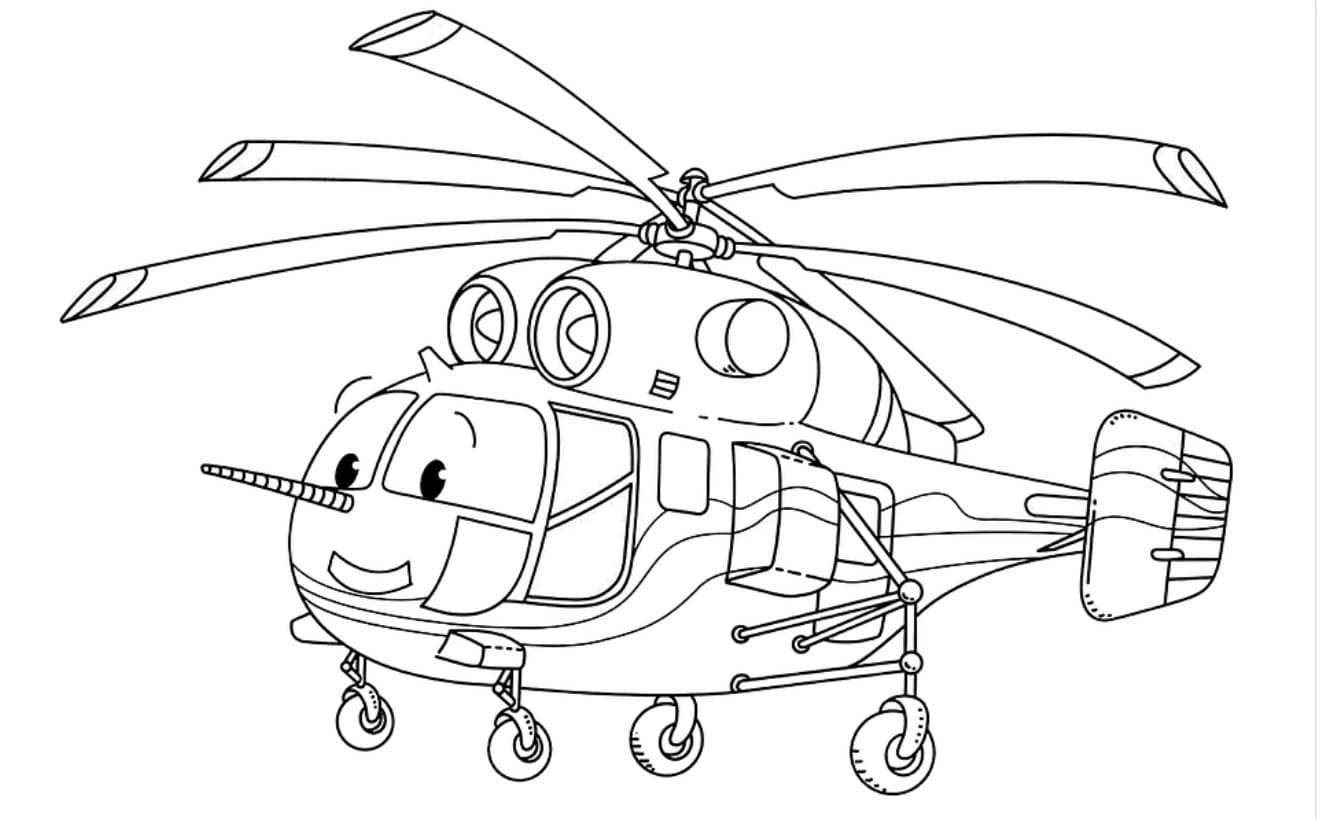 Детская раскраска вертолет