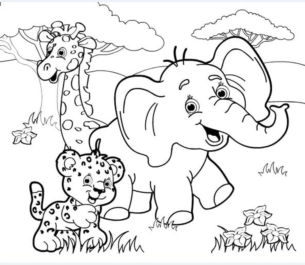 Baby Jungle Animals Coloring Pages