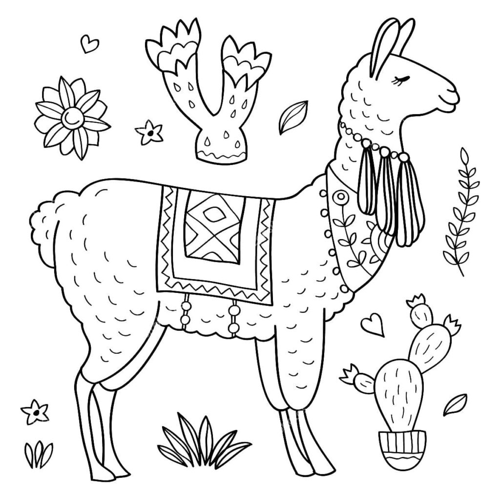 Llama Coloring Pages