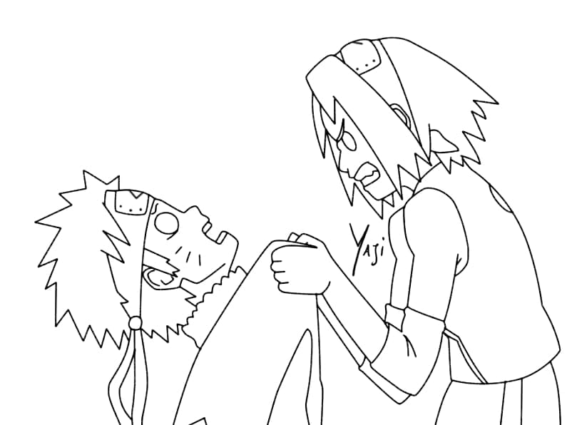 Sasuke hugs Sakura Coloring Pages - Free Printable Coloring Pages